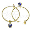 Oro Laminado Medium Hoop, Gold Filled Style Evil Eye Design, Blue Resin Finish, Golden Finish, 02.63.2743.40