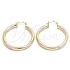 Oro Laminado Medium Hoop, Gold Filled Style Hollow Design, Polished, Tricolor, 02.170.0262.1.40