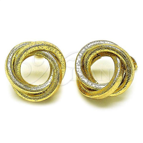 Oro Laminado Stud Earring, Gold Filled Style Chunky and Hollow Design, Matte Finish, Golden Finish, 02.213.0693