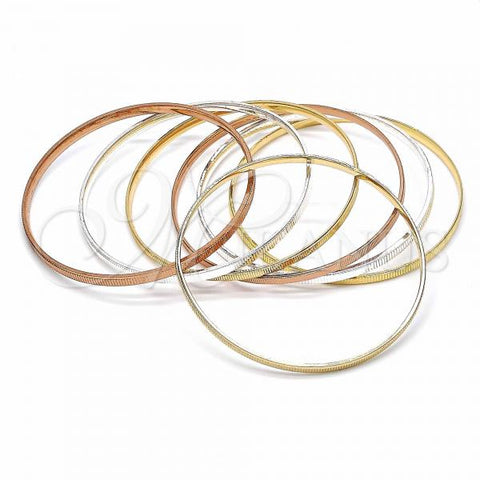 Gold Plated Semanario Bangle, Diamond Cutting Finish, Tricolor, 03.53.0005.05 (03 MM Thickness, Size 5 - 2.50 Diameter)