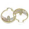 Oro Laminado Medium Hoop, Gold Filled Style Guadalupe Design, Diamond Cutting Finish, Tricolor, 02.351.0109.35