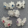 Sterling Silver Stud Earring, Flower Design, with White Cubic Zirconia, Polished, Silver Finish, 02.398.0010