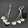 Oro Laminado Long Earring, Gold Filled Style Heart Design, Polished, Tricolor, 5.111.005