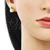 Oro Laminado Stud Earring, Gold Filled Style Chunky Design, Polished, Golden Finish, 02.342.0330