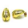 Oro Laminado Stud Earring, Gold Filled Style Teardrop Design, with White Cubic Zirconia, Polished, Golden Finish, 02.341.0178