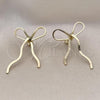 Oro Laminado Stud Earring, Gold Filled Style Bow Design, Polished, Golden Finish, 02.213.0664