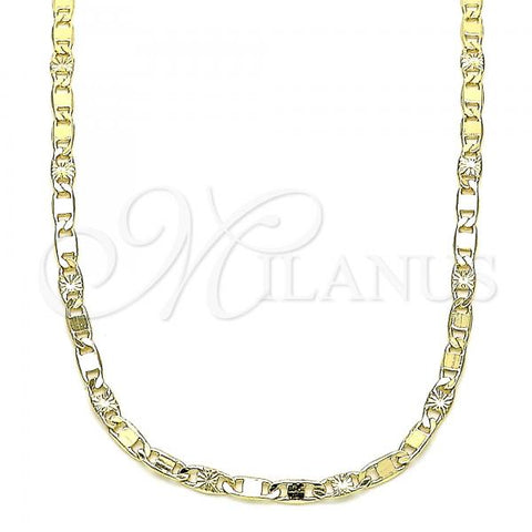 Oro Laminado Basic Necklace, Gold Filled Style Mariner Design, Diamond Cutting Finish, Golden Finish, 04.213.0242.24