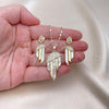 Oro Laminado Earring and Pendant Adult Set, Gold Filled Style with Ivory Mother of Pearl and White Micro Pave, Polished, Golden Finish, 10.196.0107
