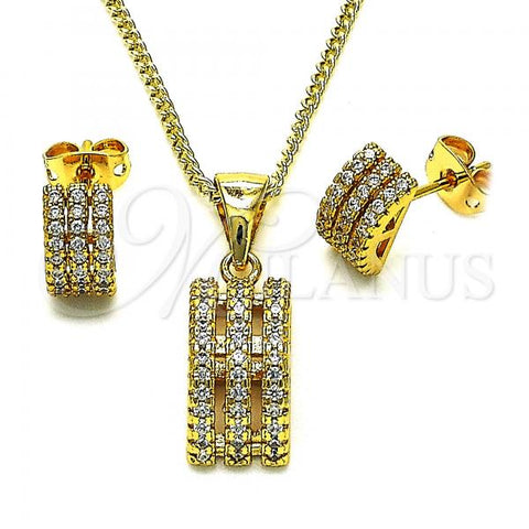 Oro Laminado Earring and Pendant Adult Set, Gold Filled Style Watermelon Design, with White Micro Pave, Polished, Golden Finish, 10.342.0083