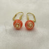 Oro Laminado Dangle Earring, Gold Filled Style Ball Design, with Rose Pearl, Polished, Golden Finish, 02.63.2754.1