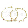 Oro Laminado Large Hoop, Gold Filled Style Evil Eye Design, Red Enamel Finish, Golden Finish, 02.213.0219.2.50