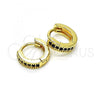 Oro Laminado Huggie Hoop, Gold Filled Style with Black Micro Pave, Polished, Golden Finish, 02.195.0106.7.10