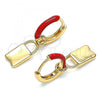 Oro Laminado Huggie Hoop, Gold Filled Style Lock Design, Red Enamel Finish, Golden Finish, 02.213.0213.12