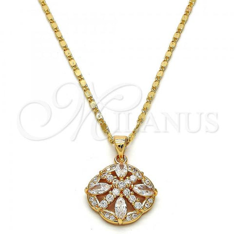 Oro Laminado Pendant Necklace, Gold Filled Style with White Cubic Zirconia, Polished, Golden Finish, 04.213.0054.18