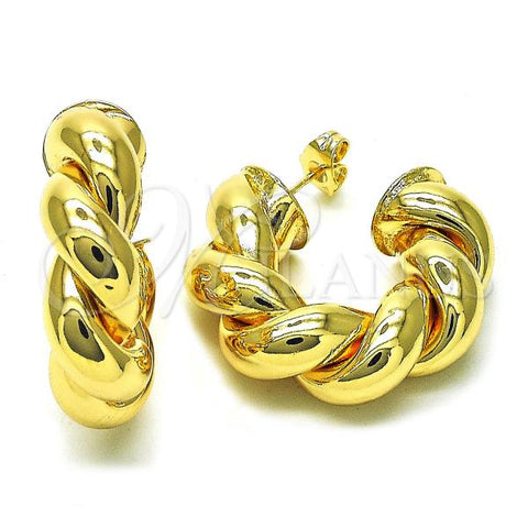 Oro Laminado Medium Hoop, Gold Filled Style and Hollow Polished, Golden Finish, 02.163.0310.35