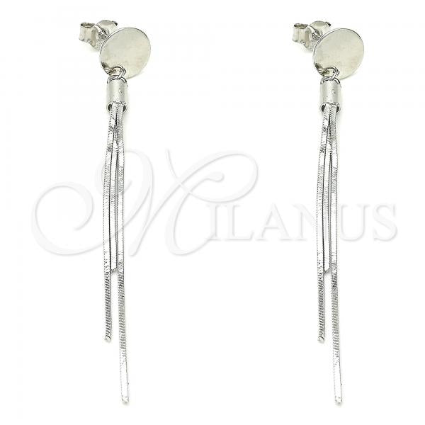 Sterling Silver Long Earring, Polished, Rhodium Finish, 02.186.0205