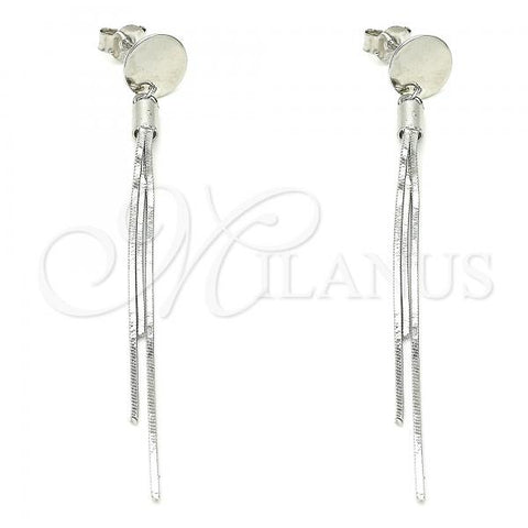 Sterling Silver Long Earring, Polished, Rhodium Finish, 02.186.0205