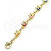 Oro Laminado Fancy Bracelet, Gold Filled Style Elephant Design, Multicolor Enamel Finish, Golden Finish, 03.386.0011.07