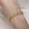 Oro Laminado Fancy Bracelet, Gold Filled Style with White Micro Pave, Polished,, 03.346.0025