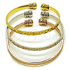 Oro Laminado Trio Bangle, Gold Filled Style Diamond Cutting Finish, Tricolor, 07.282.0046