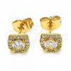 Oro Laminado Stud Earring, Gold Filled Style with White Cubic Zirconia, Polished, Golden Finish, 02.344.0031