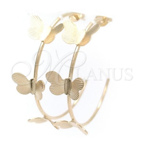 Oro Laminado Medium Hoop, Gold Filled Style Butterfly Design, Polished, Golden Finish, 02.58.0080.40