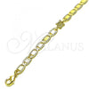 Oro Laminado Fancy Anklet, Gold Filled Style Mariner and Butterfly Design, Polished, Golden Finish, 03.63.2275.10