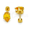 Stainless Steel Stud Earring, Teardrop Design, with Golden Cubic Zirconia, Polished, Golden Finish, 02.271.0023.11