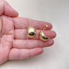 Oro Laminado Stud Earring, Gold Filled Style Chunky Design, Polished, Golden Finish, 02.156.0681