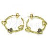 Oro Laminado Medium Hoop, Gold Filled Style Heart Design, with Multicolor Micro Pave, Polished, Golden Finish, 02.210.0707.1.30