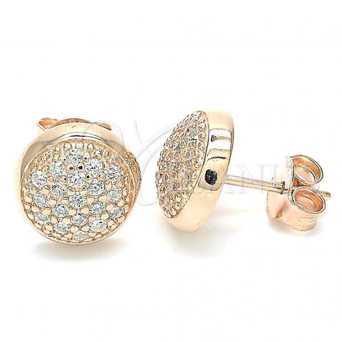 Sterling Silver Stud Earring, with White Micro Pave, Polished, Rose Gold Finish, 02.336.0127.1