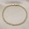 Oro Laminado Basic Anklet, Gold Filled Style Figaro Design, Polished, Golden Finish, 03.383.0035.10