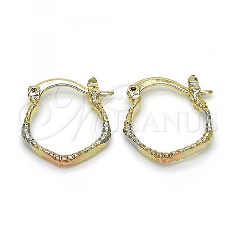 Oro Laminado Small Hoop, Gold Filled Style Polished, Tricolor, 02.96.0081.1.15