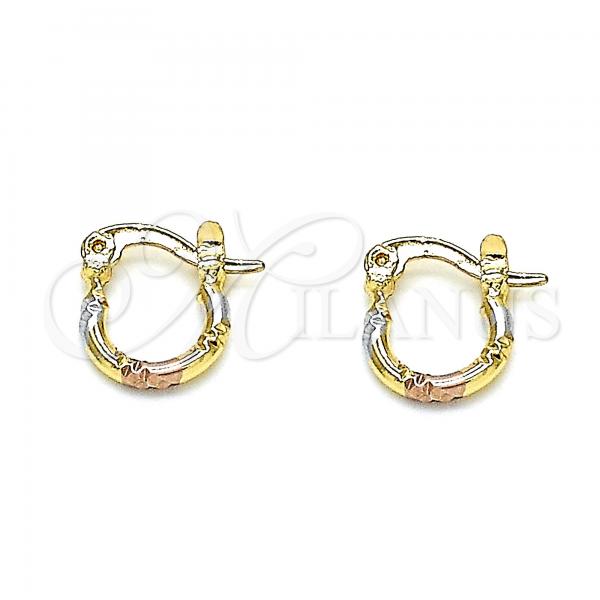 Oro Laminado Small Hoop, Gold Filled Style Diamond Cutting Finish, Tricolor, 02.96.0088.2.10