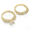 Oro Laminado Wedding Ring, Gold Filled Style Duo Design, with White Cubic Zirconia, Polished, Golden Finish, 01.284.0037.09 (Size 9)
