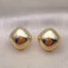 Oro Laminado Stud Earring, Gold Filled Style Chunky Design, Polished, Golden Finish, 02.385.0047
