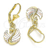 Oro Laminado Dangle Earring, Gold Filled Style Swan Design, Polished, Tricolor, 02.351.0081