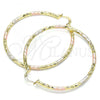 Oro Laminado Large Hoop, Gold Filled Style Diamond Cutting Finish, Tricolor, 02.213.0252.1.60