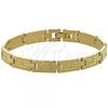Oro Laminado Solid Bracelet, Gold Filled Style Heart Design, Diamond Cutting Finish, Golden Finish, 5.032.010.1