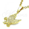 Oro Laminado Fancy Pendant, Gold Filled Style Eagle Design, Diamond Cutting Finish, Golden Finish, 5.182.010