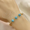 Oro Laminado Fancy Bracelet, Gold Filled Style Ball Design, with Turquoise Pearl, Diamond Cutting Finish, Golden Finish, 03.63.2224.1.08