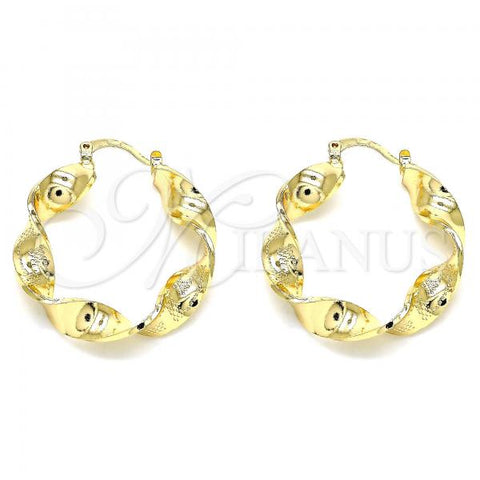 Oro Laminado Medium Hoop, Gold Filled Style and Evil Eye Polished, Golden Finish, 02.170.0342.30