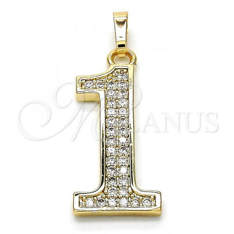 Oro Laminado Fancy Pendant, Gold Filled Style with White Cubic Zirconia, Polished, Golden Finish, 05.185.0021