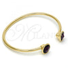 Oro Laminado Individual Bangle, Gold Filled Style with Amethyst Swarovski Crystals, Polished, Golden Finish, 07.239.0014.1 (03 MM Thickness, One size fits all)