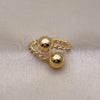 Oro Laminado Elegant Ring, Gold Filled Style Ball and Twist Design, Polished, Golden Finish, 01.170.0001