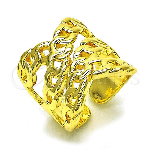 Oro Laminado Elegant Ring, Gold Filled Style Curb Design, Polished, Golden Finish, 01.196.0028