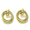 Oro Laminado Stud Earring, Gold Filled Style Chunky Design, Polished, Golden Finish, 02.196.0113