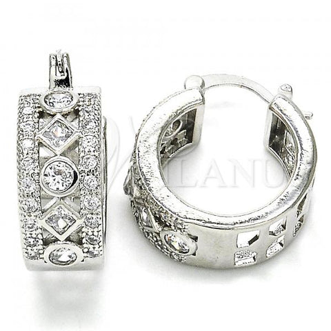 Rhodium Plated Small Hoop, with White Cubic Zirconia, Polished, Rhodium Finish, 02.210.0284.5.20