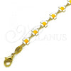 Oro Laminado Fancy Bracelet, Gold Filled Style Four-leaf Clover Design, White Enamel Finish, Golden Finish, 03.386.0009.06