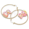 Oro Laminado Large Hoop, Gold Filled Style Teddy Bear Design, Pink Resin Finish, Golden Finish, 02.380.0039.50